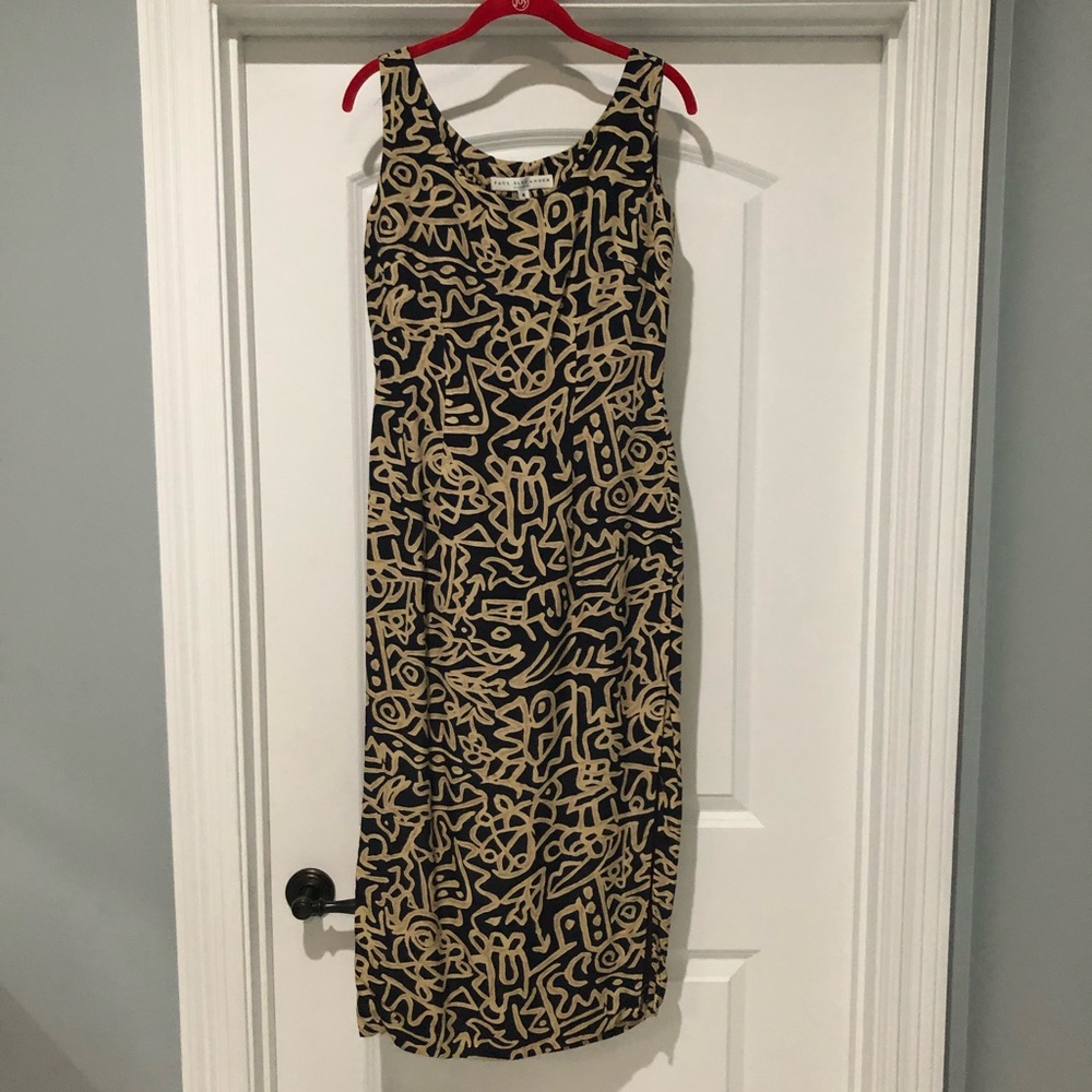Vintage Paul Alexander Black/Tan print dress